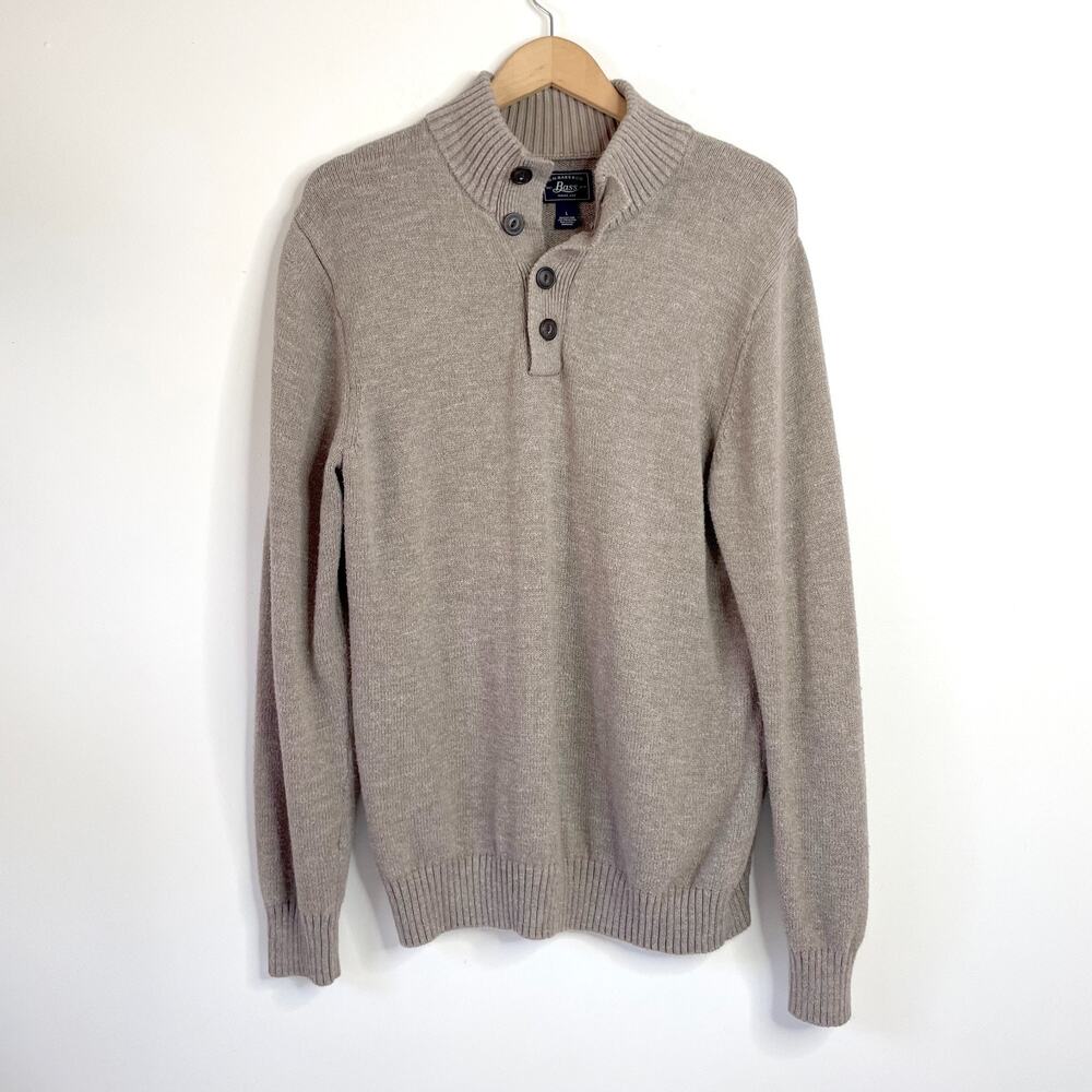 GH Bass Henley Sweater Large Quiet Luxury Old Money Heritage Guernsey Fisherman